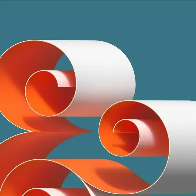 White Paper Rolls with Orange Interior on Teal Background