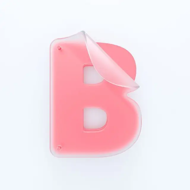 Pastel Pink 3D Letter "B" with Peeling Transparent Film