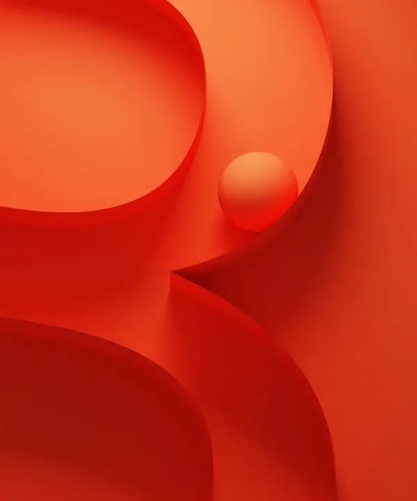 Orange‑Red Minimal 3D Abstract with Sphere