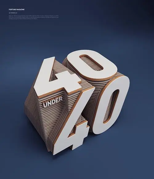 Fortune Magazine — '40 Under 40' 3D layered typographic sculpture
