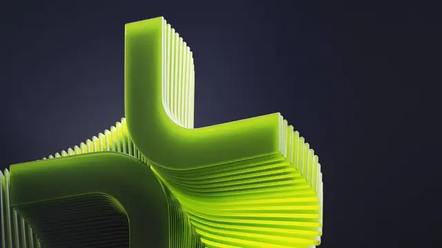 Neon Layered Acrylic Cross — Close-up 3D Render
