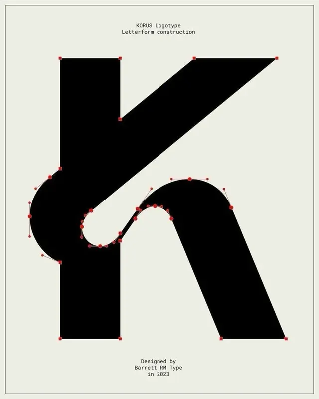 KORUS logotype — letterform construction poster