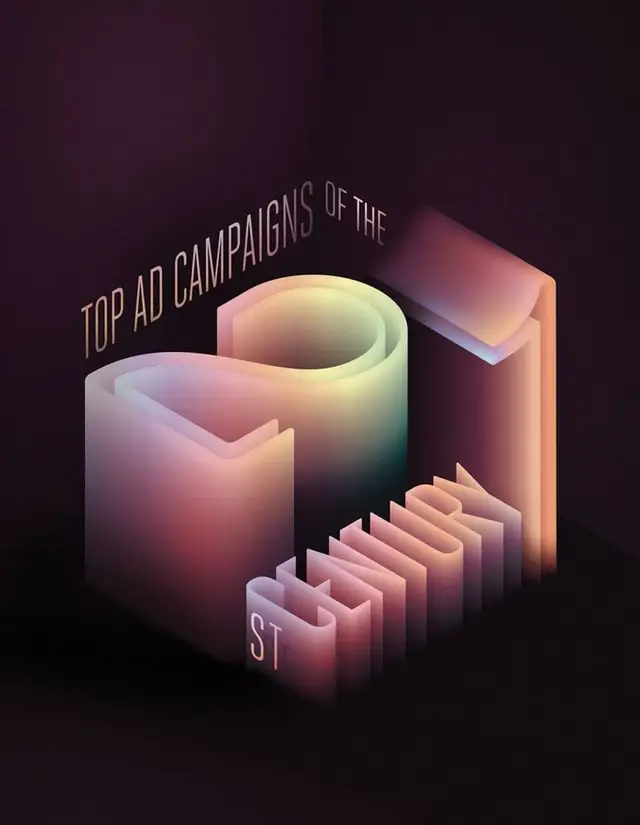 3D Ribbon Typography Poster — "Top Ad Campaigns of the Advertising"