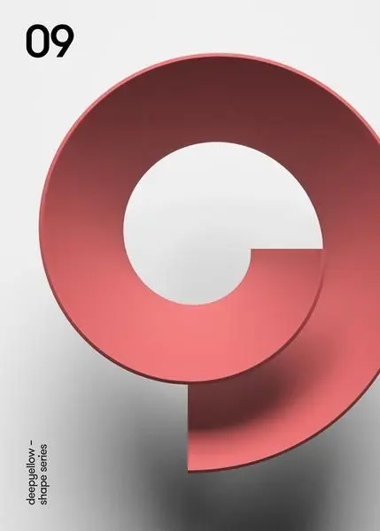 Minimalist coral spiral poster with numeral 09