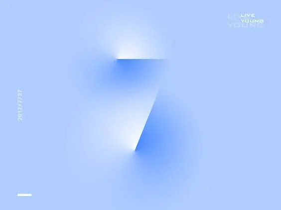 Embossed Number 7 — Pastel Blue Minimal Poster