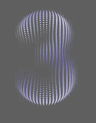 Halftone Numeral 3 — Lavender Dot Gradient on Slate Gray