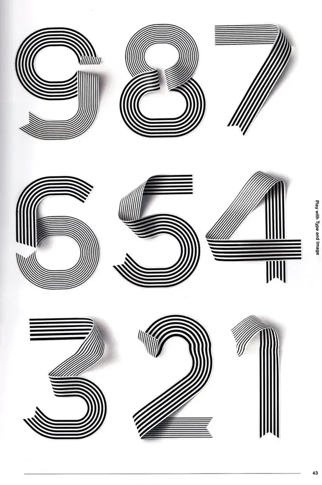 Striped Ribbon Numerals — Folded Typeface Study