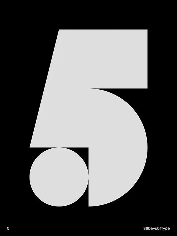 36 Days of Type — Geometric numeral 5 poster