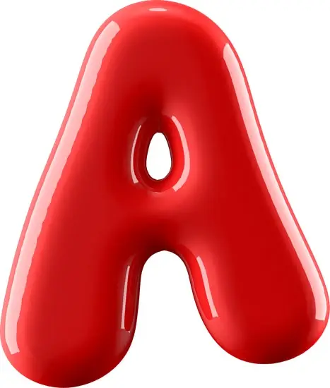 Glossy red 3D inflatable letter A on white background