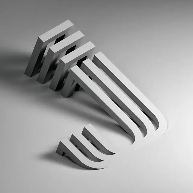 Monochrome 3D U-shaped Metal Bars — Geometric Abstract Sculpture