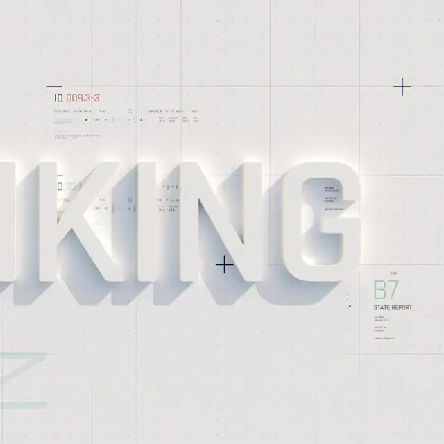 3D White "KING" Typography on Minimal Grid UI