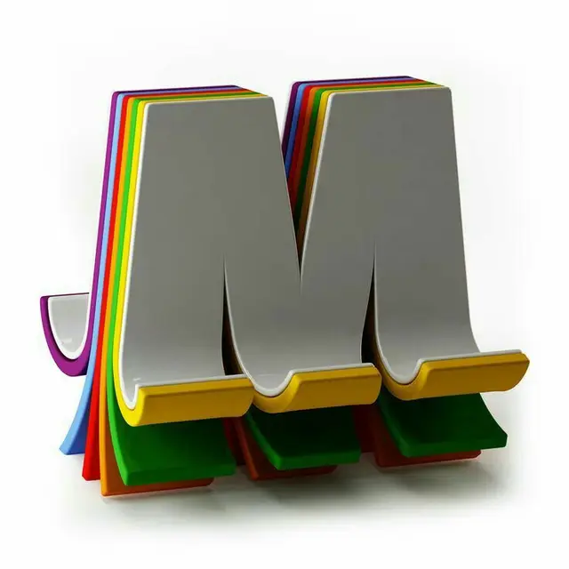 3D Layered Letter M with Rainbow Edges