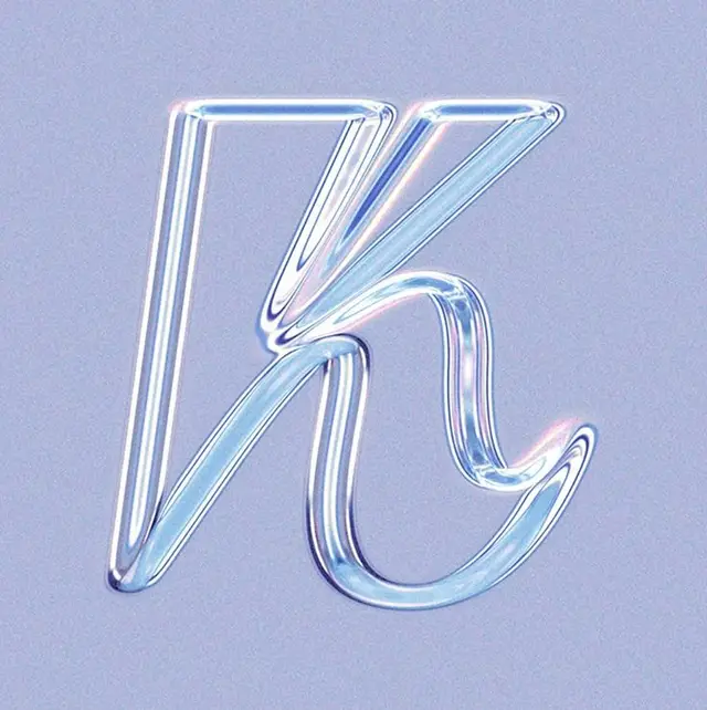Iridescent glass 3D letter K — pastel typography render