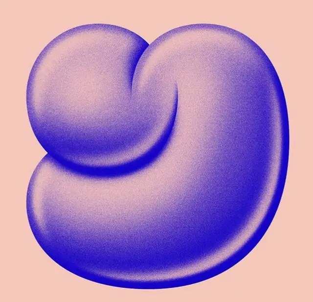Grainy Lavender Biomorphic Blob on Peach Background
