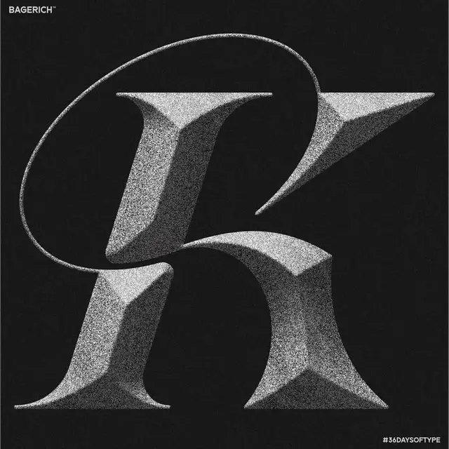 Stippled 3D Serif Letterform — BAGERICH #36DaysofType