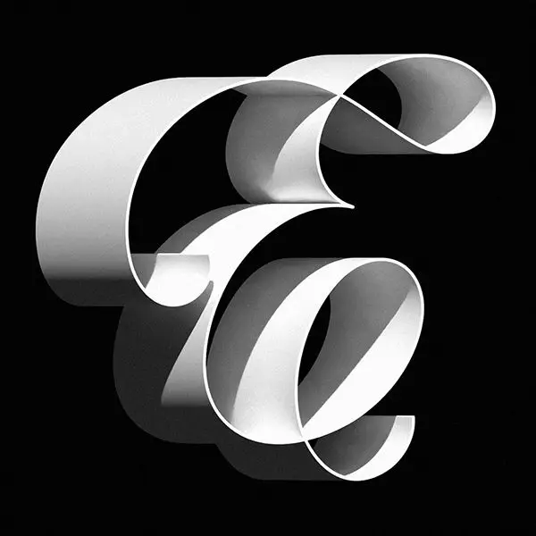 Monochrome Paper Ribbon Letterforms — Sculpted Calligraphy