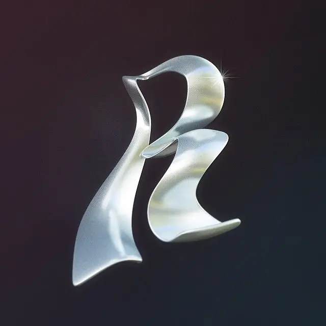 Polished Silver Ribbon — Photoreal 3D Sculpture