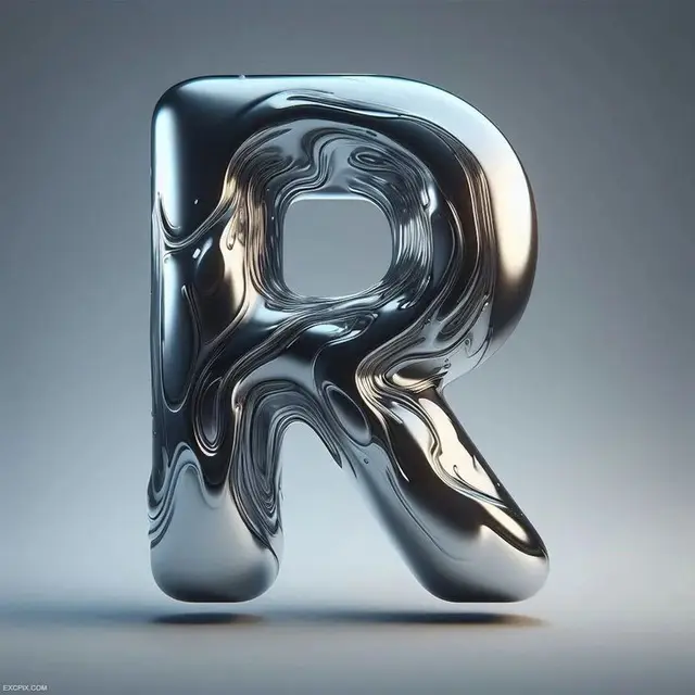 Liquid Chrome 3D Letter R — Photorealistic Typographic Render
