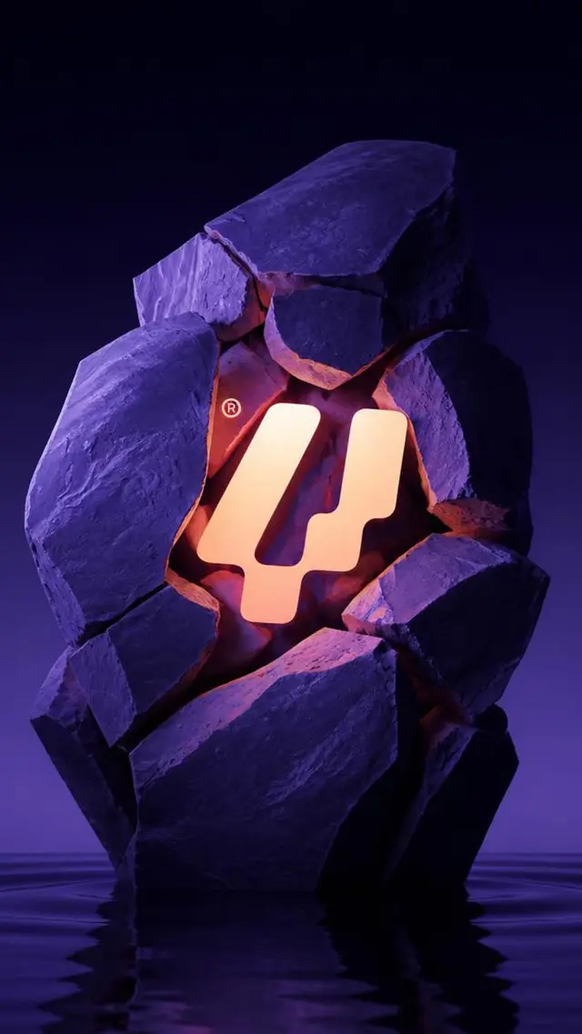 Glowing Number 4 Cracked Stone Sculpture — 3D Logo Reveal
