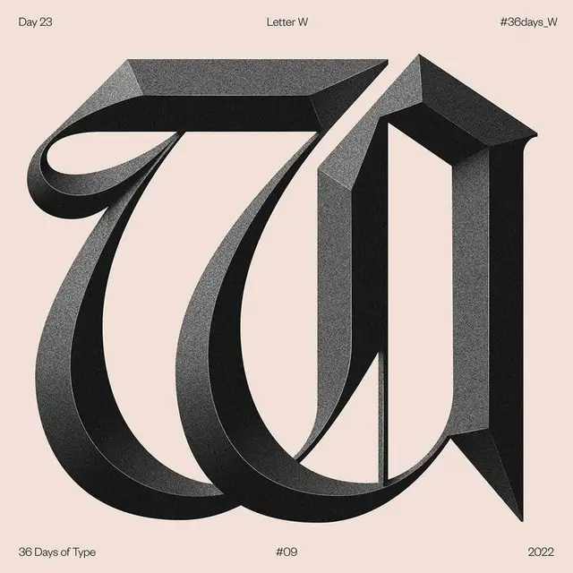 3D Ribbon Letter W — 36 Days of Type #09 (2022)