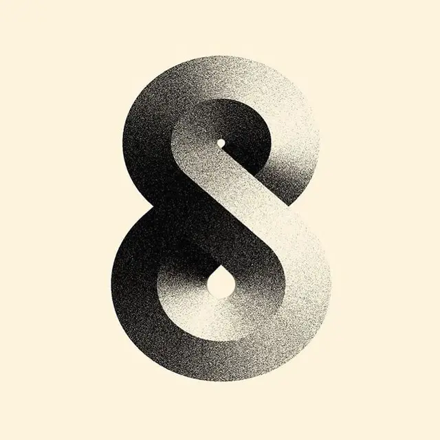 Halftone Figure‑8 Ribbon Illustration on Cream Background