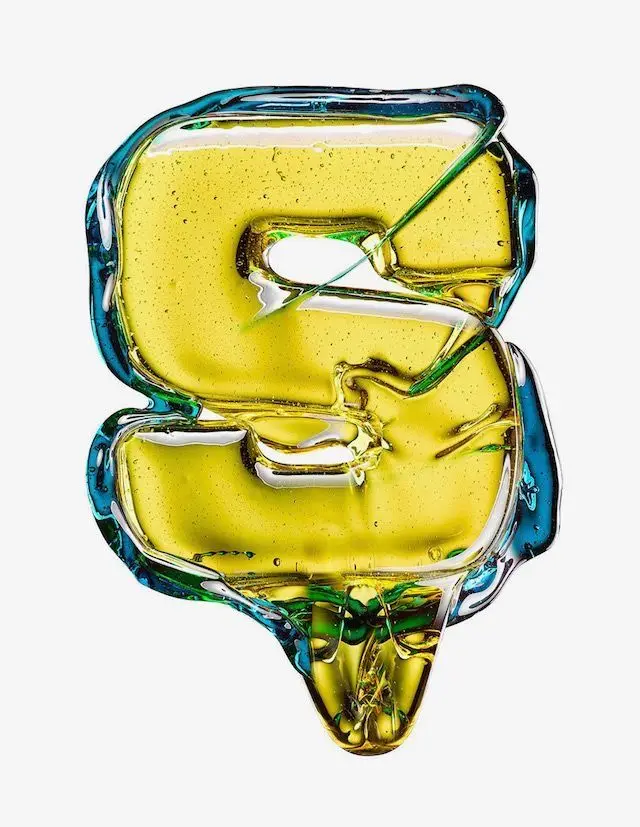 Translucent Yellow Resin Letter "S" — Photorealistic 3D Typography
