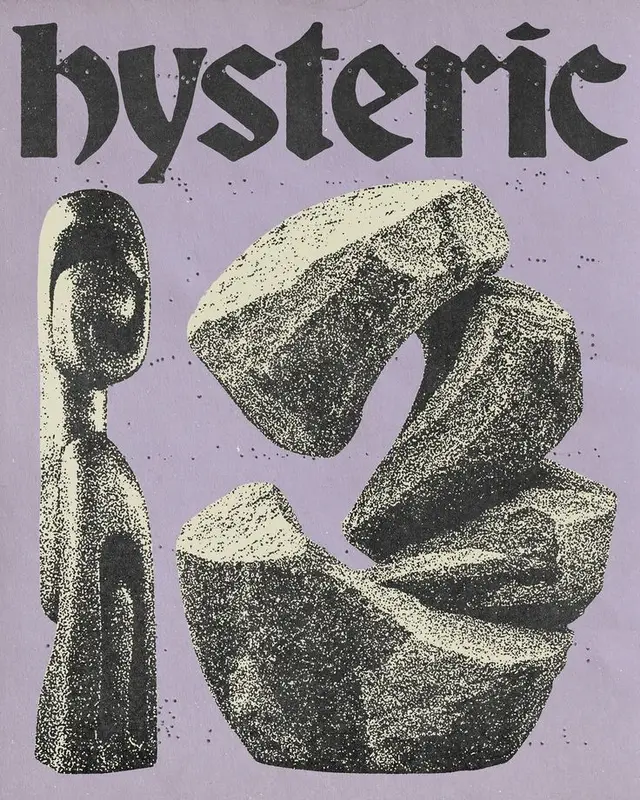 Stippled Abstract Stone Sculpture Poster — 'hysteric'
