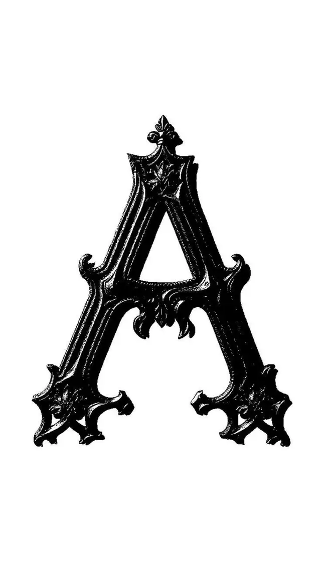 Ornate Victorian-style Letter A — Black Decorative Monogram