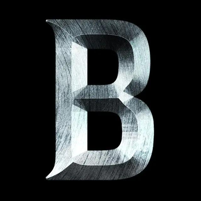 Brushed-metal 3D Uppercase Letter B