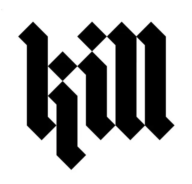 Monochrome Blackletter Logo — Geometric Gothic Glyphs