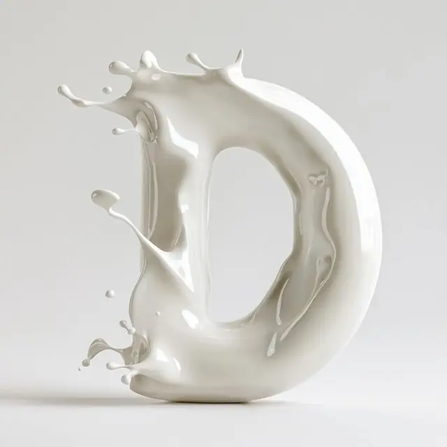 Liquid Typography — Glossy White 'D' 3D Render