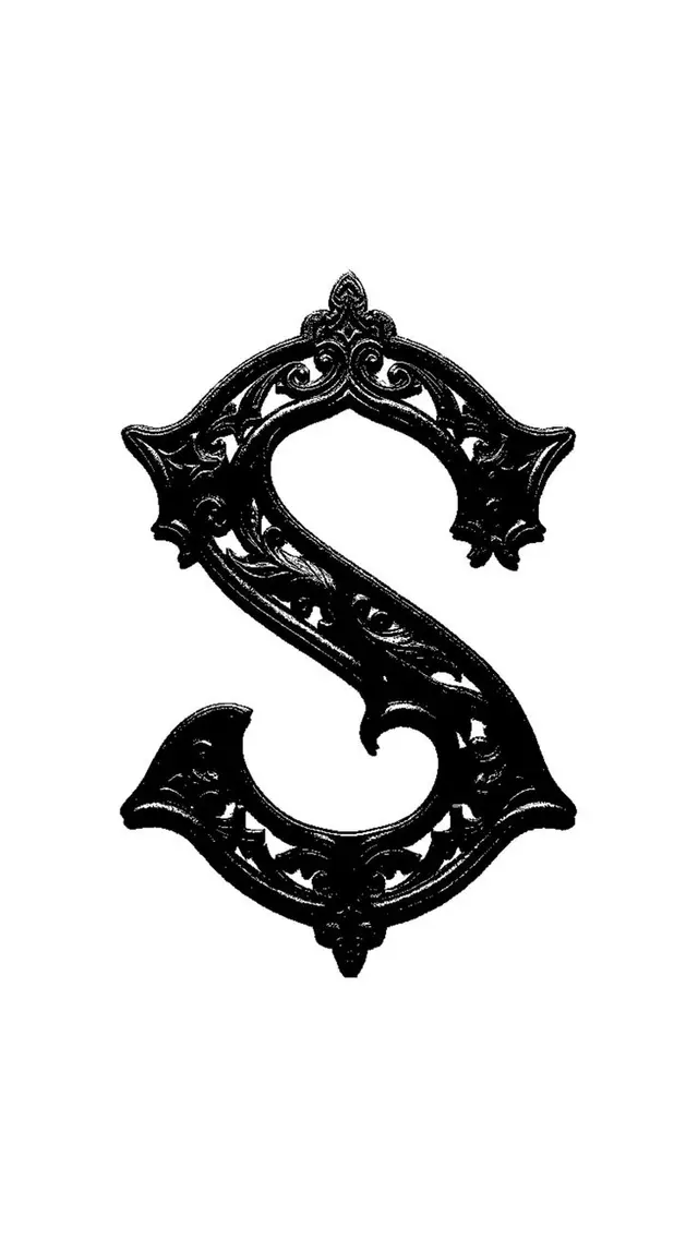 Ornamental Victorian letter S with filigree