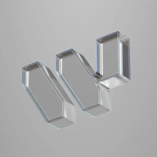 Hollow Glass Zigzag Prism — 3D render on gray studio background