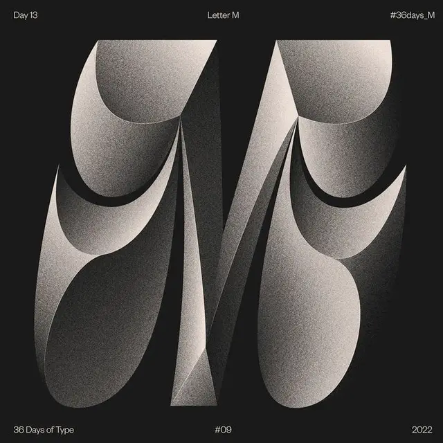 Monochrome 'M' poster — 36 Days of Type #09 (2022)