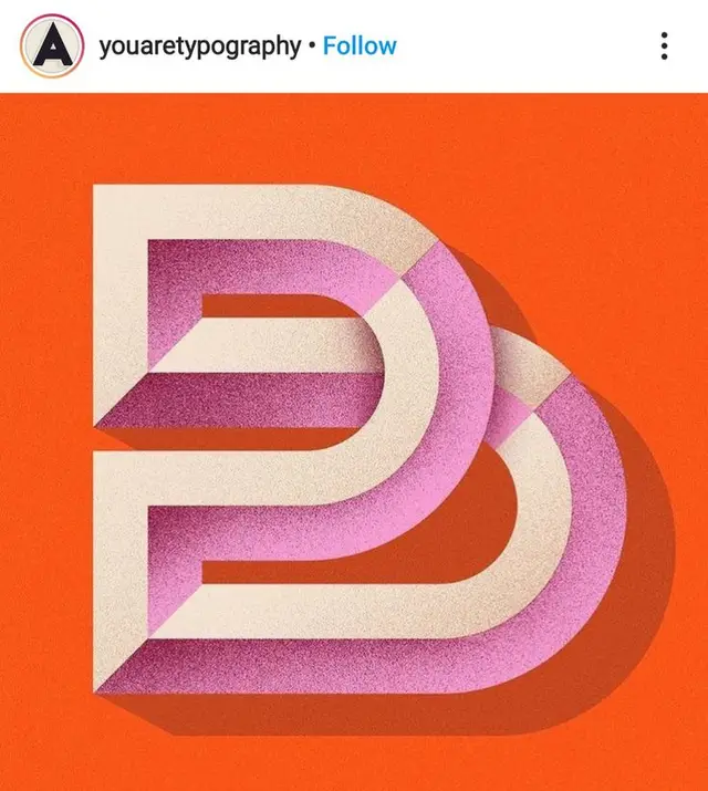 Textured 3D geometric lettering on orange — youaretypography Instagram post
