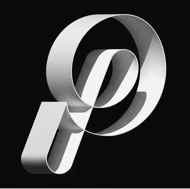 Monochrome 3D Ribbon Letter 'P' — Folded Paper Typography