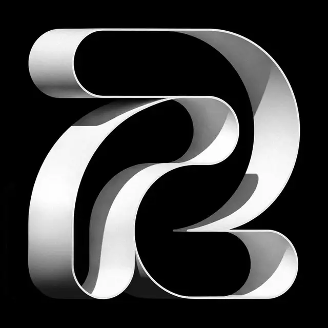 Monochrome Folded-Ribbon Numeral — 3D Paper Typography