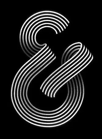 Monochrome Striped Ampersand — Ribbon Line Typography