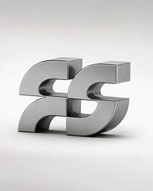 Interlocking Brushed‑Stainless 'S' Sculpture