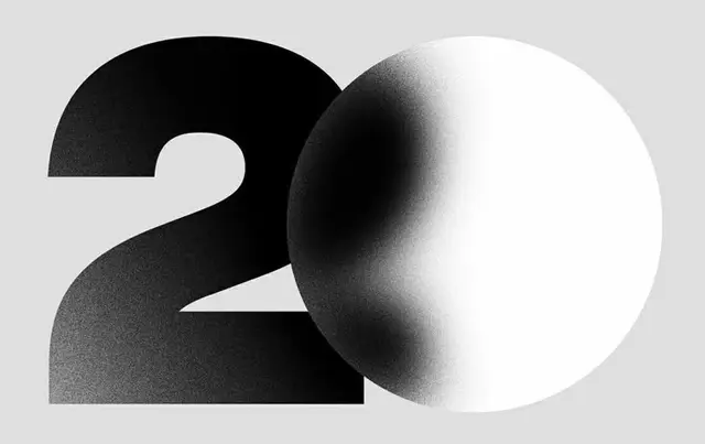 Monochrome '2' with Stippled Gradient Circle