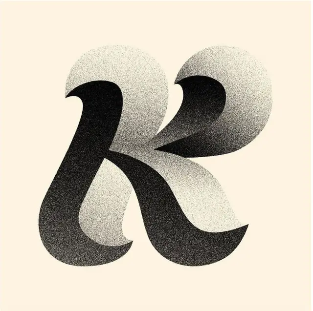 Stippled halftone uppercase "R" typographic illustration