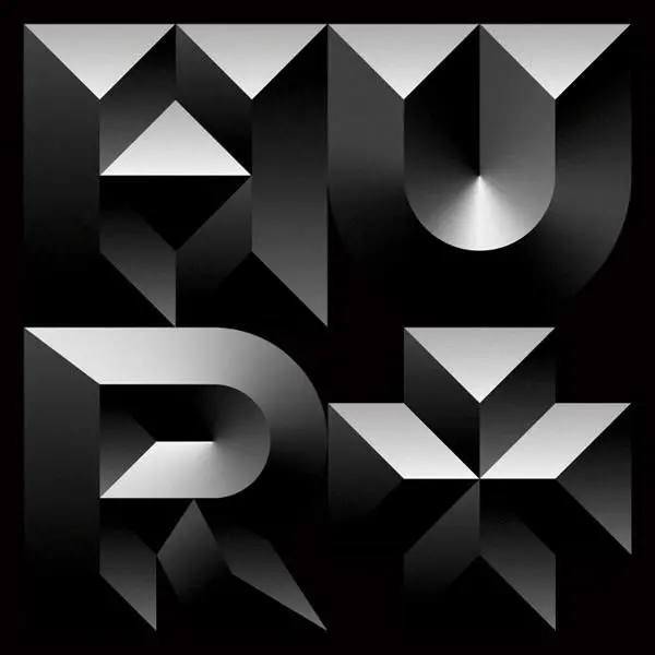Monochrome Metallic 3D Geometric Typography Poster