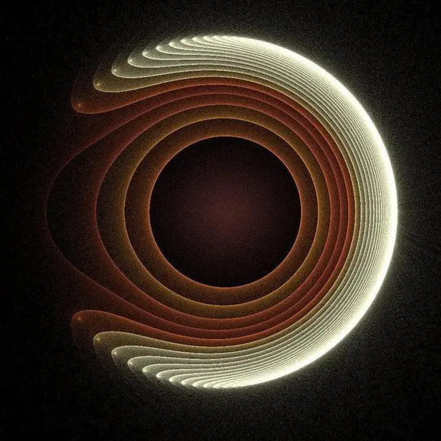 Generative concentric crescent with luminous rim