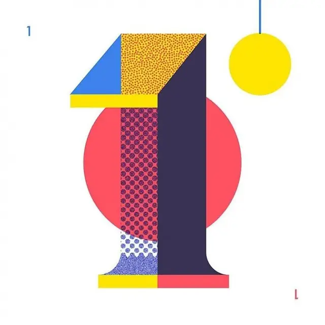 Pop-art geometric numeral "1" poster