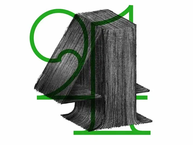 Black Brushstroke Sculpture Overlaid with Green Numerals