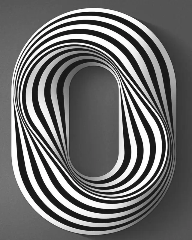 Black-and-White Striped Optical Oval — Op Art Wall Sculpture