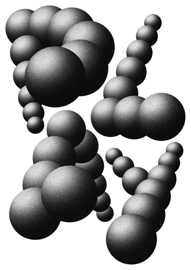 Monochrome Halftone Sphere Clusters