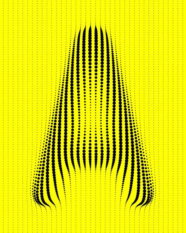 Halftone Letter A Poster — Black Dots on Yellow
