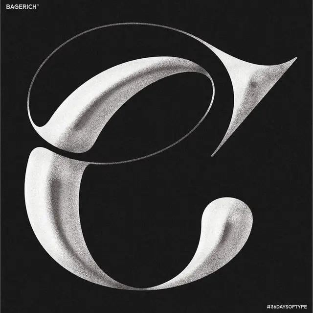 Stippled 3D uppercase 'C' poster — BAGERICH (36 Days of Type)
