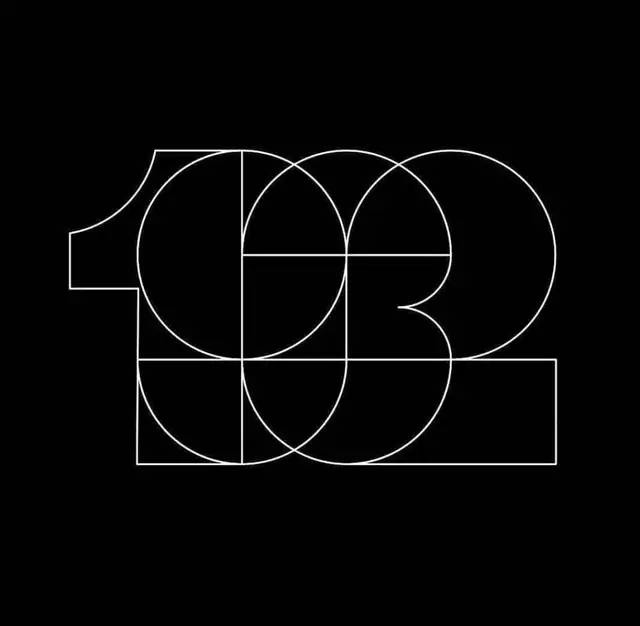 Minimal geometric outline numerals '103' — white line on black